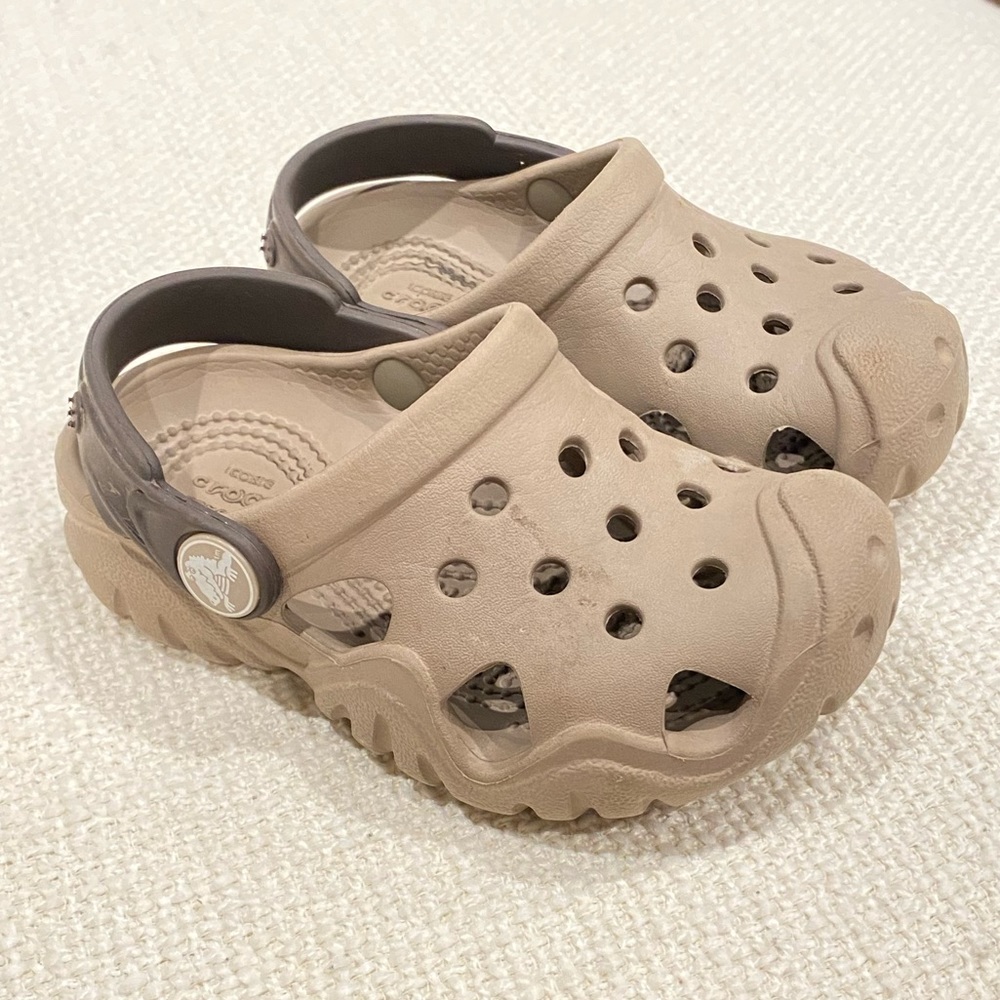Crocs, Olive/Gray, Toddler, size 6,